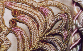 antique applique on cushion corner