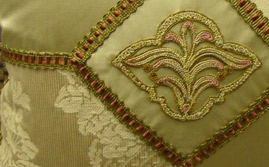 Custom cushion with 19th Century center applique