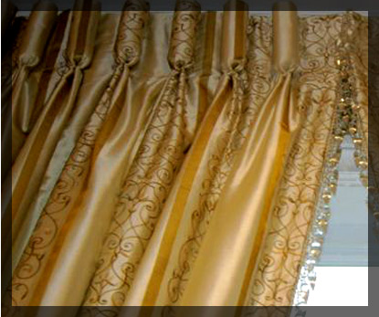 Custom silk drapes with crystal fringe